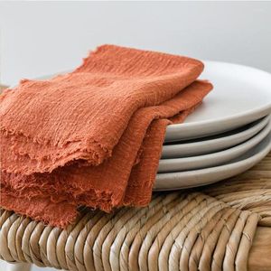 Table Napkin Country Wedding 12Pcs Pure Cotton Linen Fabric Dining Party 32 Colours Available Decoration Noel 2022