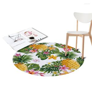 Carpets Pineapple Printed Coral Velvet Chair Floor Mats Round For Living Room Kids Bedroom Play Area Outdoor Rugs Home Textile