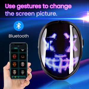 Maski imprezowe LED oświetlone programowalnym Bluetooth DIY spersonalizowane maskarady Cosplay Cool Christmas Prezenty 221203