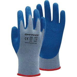 Latex gloves 10 needles grey polyester cotton yarn blue coated latex LB012