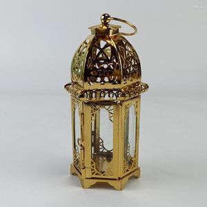 Titulares de vela Grande ornamento de lanterna leve com o anel pendurado Retro Castle Design Projeção de Candlelight Stand Crafts Projeção