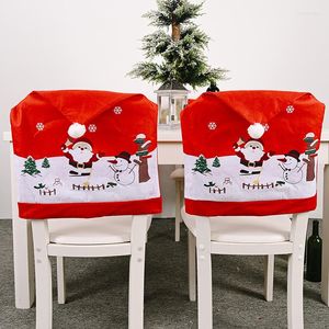 Christmas Decorations Chair Cover Dinner Dining Table Santa Claus Snowman Red Cap Ornament Back Covers Decor Year Supplies