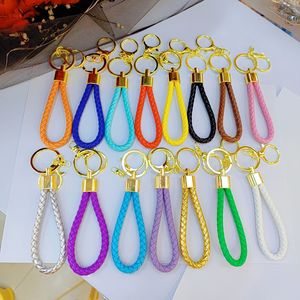 Lanyard Keychains ringar Buckle Handmade Pu Leather Woven Rope Car Key Chains Holder Fashion Pendant Bag Charm Gold Keyrings Gift Diy Jewelry Making Accessories