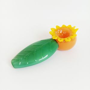 2023 New Style Sunflower Style Glass Hand Pipes Wholesale Smoking Burner Accessories Tobacco Rig 10CM Length
