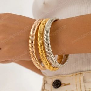 Exaggerated Spiral Metal Wide Big Size Bangles for Women Men Statement Hip Hop Charm Bracelet Jewelry Gift