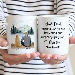 Canecas Homem e cães mulheres mulheres caneca personalizada copos de café personalizado para família DIY Escolha roupas de pele de cabelo 11/15 oz r2057