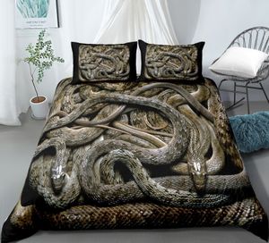Conjuntos de roupas de cama de cama de cobra 3D Conjunto de roupas de cama para quarto de edredom de edredão macia para colcha de linho e travesseiro e travesseiro 221208