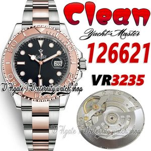 Clean CF cf126621 VR3235 Automatic Mens Watch Y-M Rose Gold Bezel Black Dial Two Tone 18KRose Gold Silvery 904L OysterSteel Bracelet Super Edition eternity Watches