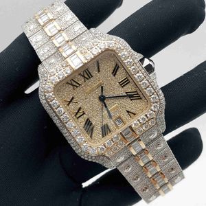 2ZVV relógio de pulso personalizado masculino e feminino relógio diamante congelado movimento automático de luxo moda bling dial moldura banda vvs vvs1 watchntbl087m7sjf