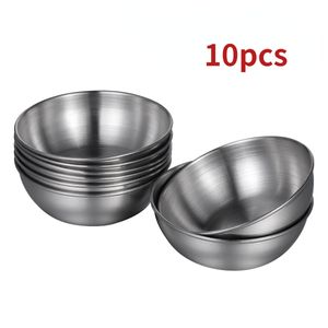 Ferramentas de especiarias de ervas 10pcs aço inoxidável molho redondo pratos de comida tigelas de imersão Placas de aperitivo de molho Ferramentas de cozinha de armazenamento 221203