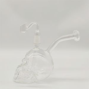 6 pollici Skull Bong Bong in vetro di colore trasparente 14MM Ciotola femminile Include Perc Banger Tubi per l'acqua Bong Oil Rig Dab Narghilè Magazzino statunitense