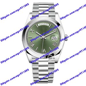 H￶gkvalitetsherrklocka 2813 Automatisk maskin M228206 Titta p￥ 40mm Olive Green Roman Dial Luxury Wristwatch Silver Rostfritt st￥l Sapphire Glass Business Watches