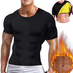 Mäns kroppsformar Svett Neopren Posture Korrigerande Shapewear Fitness Compression Shirts Control Shaper T-shirt Men Belly Underwear