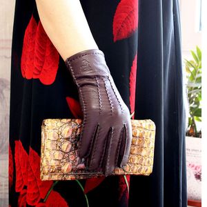 Fingerless Gloves Deerskin Gloves Women's Genuine Leather Thin Fleece Lining Hand Sewing Autumn Warm Outdoor Ladies Driving Split Finger Gloves 221203