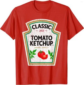 Camisetas masculinas de ketchup condimentos de casais de casais Grupo Halloween T-shirt