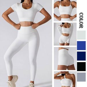 Outfit da yoga senza soluzione di continuit￠ pantaloni fitness women yoga abito ad allenamento elevato set sport reggiseno push up glegging palestra lunghe seelve abiti migliori