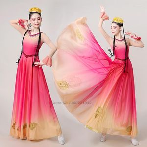 Desgaste do palco 2022 Antigo vestido de fada chinês fada mulher Hanfu Bordado nacional de flores Tang Festival Darfol da dança folclórica
