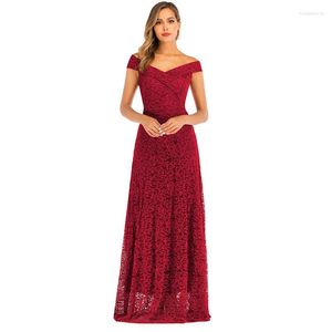 Casual Dresses Summer Vestido de Festa Women Elegant Off Shoulder Sexig Lace Cocktail Prom Party Evening Long Maxi Dress