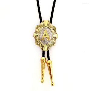 蝶ネクタイ高品質のゴールドシルバーカラーレターAからZ Rodeo Bolo Tie for Men Kravat Western Cowboy Southwest Bola Malesアクセサリー