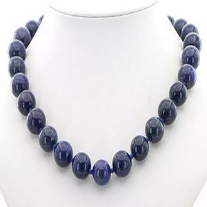 New Beautiful Natural 10mm Egyptian Lapis Lazuli Stone Clavicle Chain Necklace Woman Girl Christmas Wedding AAA