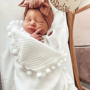 Blankets Swaddling High Quality Cotton Baby Waffle With Pure Color Tassels Design Soft born Sleeping Swaddle Muslin 221203