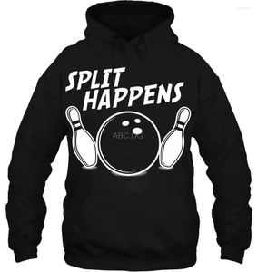 Men's Hoodies Men Hoodie Women Sweater Split Happens Funny Bowling Pin Unifrm