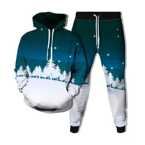 Men's Tracksuits 2022 Christmas Tree 3D Printing Sweater Hoodie Suit Loose Jacket Casual Sports Clothing