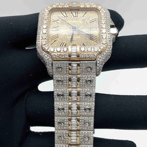 2023 Horloges Custom Mannen En Vrouwen Horloge Diamond Iced Out Luxe Automatisch Uurwerk Mode Bling Dial Bezel Band VVS VV