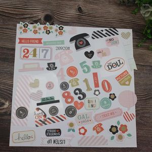 Gift Wrap 115pcs NumbersLetters & Phone Happy Heart Flower Card Paper Die Cut Stickers For Scrapbook Plan Making/Diary Project