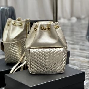 Joe Backpack Bucket Bags Drawstring Pearl Grey With Chain Gold Tone Metal Black Classic Quilted Purse Satchel for Ladies