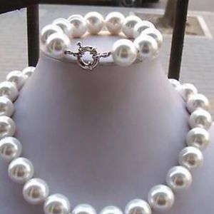 Mode smycken 14mm White South Shell Pearl Necklace Armband