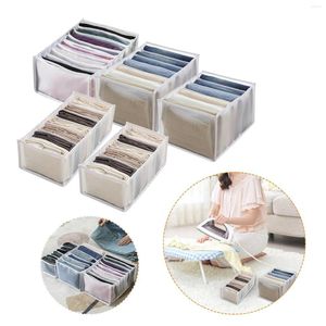 Storage Bags 5pcs/set Jeans Closet Organizer Compartment Box Foldable Clothes Drawer Mesh Dividers For Drawers Holder