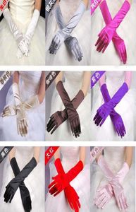 Wholesale Elegant Women Evening Party Opera Bridal Wedding Satin Arm Hand Sleeve Long Gloves Simple Design White Black Red Pink Purple Royal4251197
