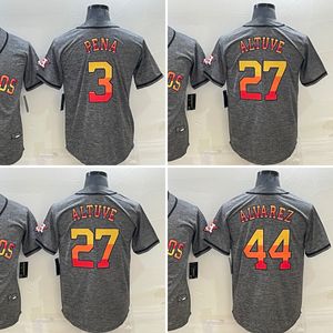 2023 Ny basebolltröja 27 Jose Altuve 3 Jeremy Pena 44 Yordan Alvarez Camouflage Denim Linen Herr Syched Jerseys