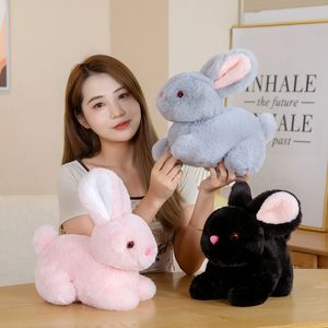 15-30cm 만화 인형 솜털 토끼 봉제 장난감 검은 거짓말 토끼 인형 베개와 키 체인 어린이 생일 크리스마스 선물