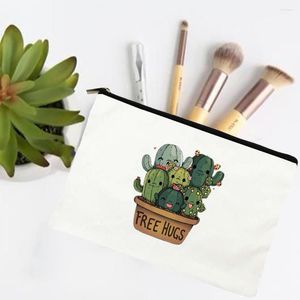 Borse portaoggetti Fun Cactus Green Plant Stampa Borsa cosmetica Zipper Fashion Borsa da viaggio Astuccio portatile per studenti all'aperto