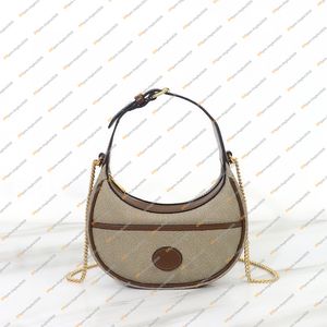 Damdesignerväskor Half Moon Shape Mini Chain Bag Handväska Tote axelväskor Cross Body Messenger Bag Top Mirror Quality 726843