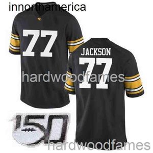 Genähtes Herren-Damen-Jugend-Alaric-Jackson-#77-Lowa-Hawkeyes-Schwarz-Trikot NCAA 150. XS-5XL 6XL