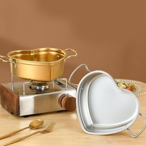 Sopplager Krukor Portable Mini Soup Pot Hearthaped Cooking Nurbanemjölksmör sås Panna med handtag rostfritt stål köksredskap 221203