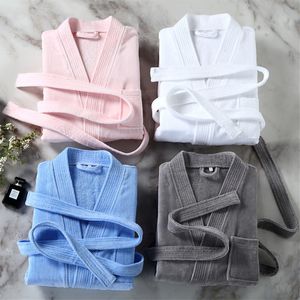 home clothing 100% Cotton Women Bathrobe Solid Terry Dressing Gown Ladies Kimono Spring Autumn Unisex Absorb Water Bath Robe For Female 221202