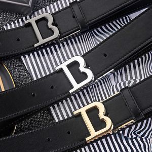 Luxury Design Mens Belts Fashion Men Leather Black Business Belt Women Letter B Buckle Ladies Classic Casual Waistband Wholesale