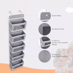 Storage Boxes White Blue Clothes Door Pocket Shoes Hanging Closet 5 Layers Non-woven Bag Organizer Wardrobe