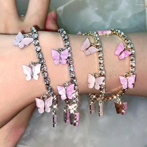 Link -Armb￤nder Luxus Strassstein Schmetterling Tennisarmband Charme Handketten Schmuck f￼r Frauen Bling Crystal Armreif Geschenk