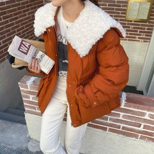 Women's Down Women Parkas Winter Jackets Lamm Wool Square Collar Padded Quiltade rockar Fashion Loose Grunge Chic Elegant Warm Female Clothing