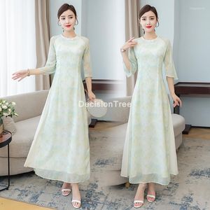 Etniska kl￤der 2022 Vietnam Aodai Cheongsam kl￤nning kinesisk traditionell