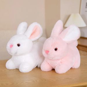 Simulation Fluffy Rabbit Plush Toy Lifelike Bunny Doll Soft Stuffed Animal Pendant Key Chain Birthday Gift for Children Kids