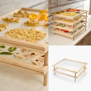 Other Kitchen Dining Bar 2 Layer Wood Spaghetti Drying Rack Food Dryer Drainer Mesh Drying Net for Drying Vegetable Noddles 221203