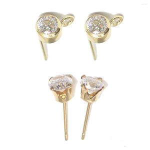 Stud Earrings Beadsnice ID39980smt4 CZ Earring Gold Filled Cubic Zirconia Ear Post With Nuts Jewelry Component