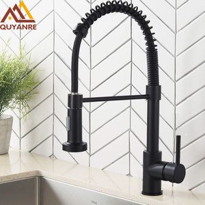 Rubinetti da cucina Quyanre Lavello nero opaco Pull Down Miscelatore monocomando 360 rotazione Torneira Cozinha 221203