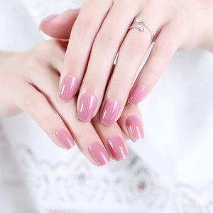 Fałszywe paznokcie 24PCS Clear Różowy kolor akrylowy żel UV Pełny francuski fałszywy sztuka